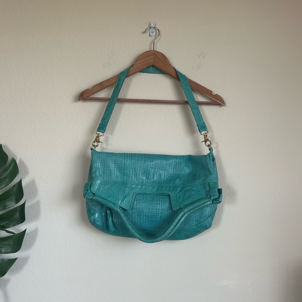 Foley & Corinna Mid City Turquoise Leather Convertible Bag - Picture 4 of 14